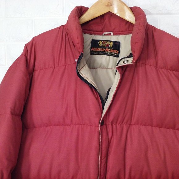 Vintage 70's Stearns Hansa-Branta Goose Down Puffer Parka Coat Mens-XL Rusty-Red - Picture 2 of 13